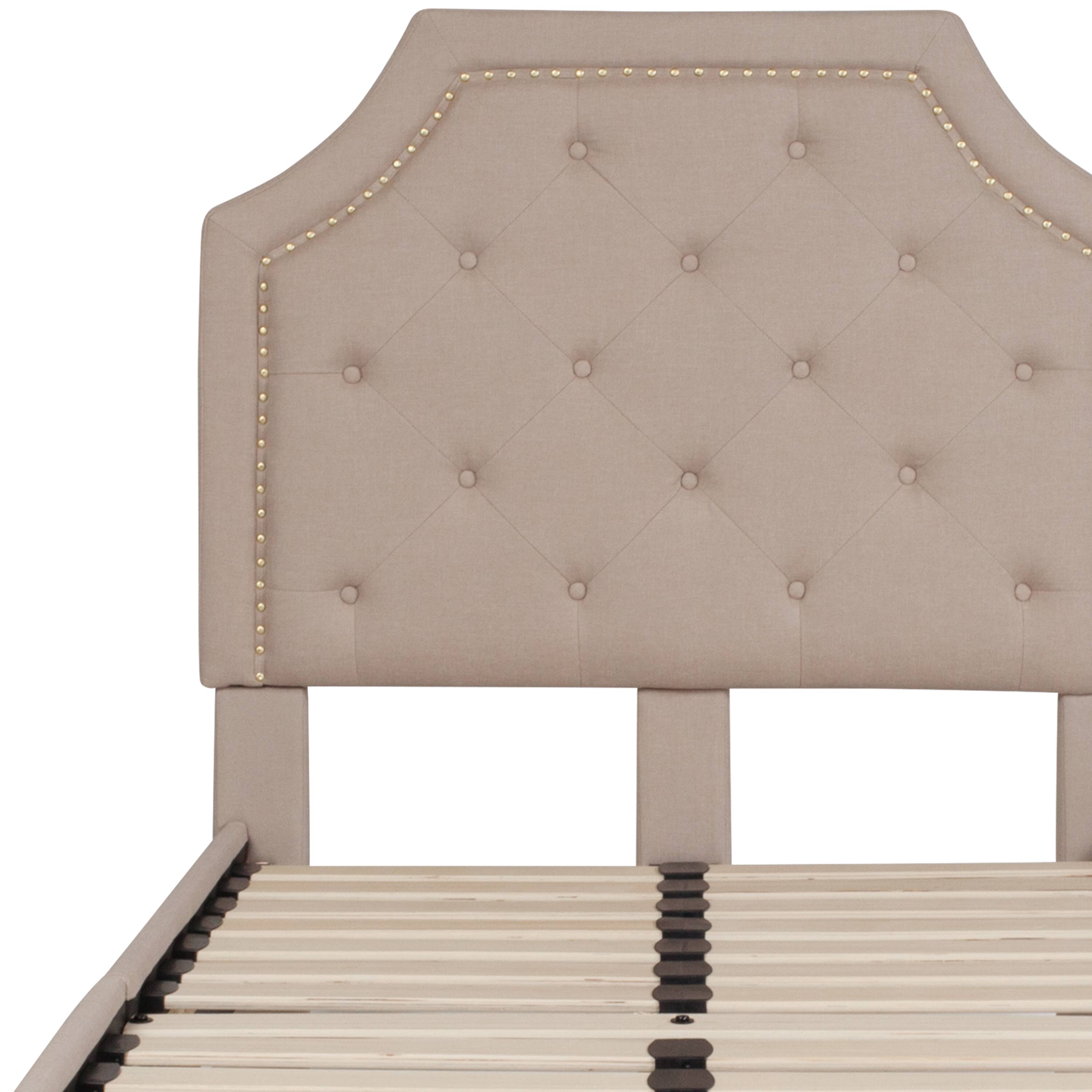 Alt View 7. Emma + Oliver - Arched Tufted Upholstered Platform Bed - Beige.
