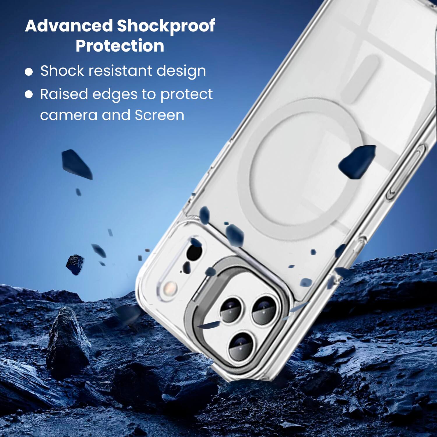 Advanced Shockproof Protection

- Shock resistant design
- Raised edges to protect camera and screen