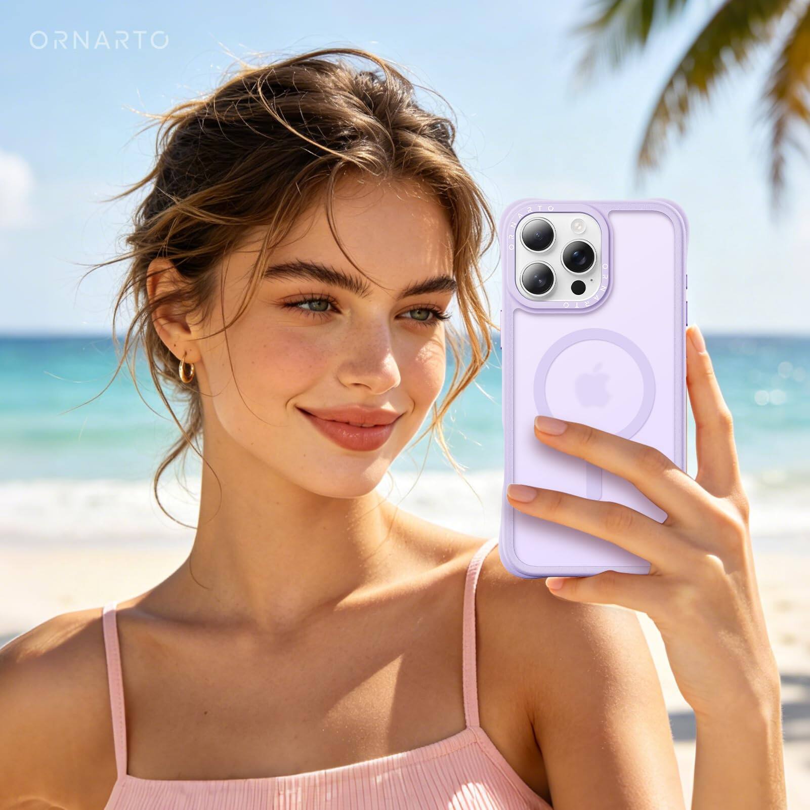 Alt View 4. Ornarto - ORNARTO Magnetic for iPhone 16 Pro Case 6.3", Compatible with MagSafe | Slim Translucent Matte Cover-Purple - Purple.
