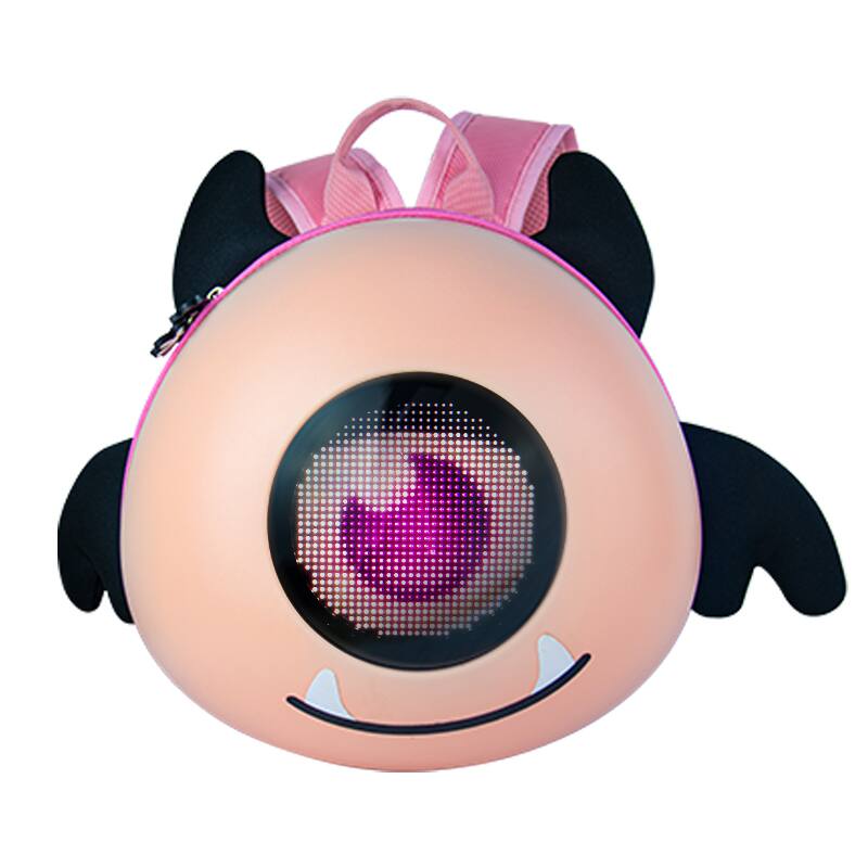 Front. Loheer - Kids LED Smart Backpack with Programmable LED Screen, Cute Monster Design and USB Power - Pink - Pink.