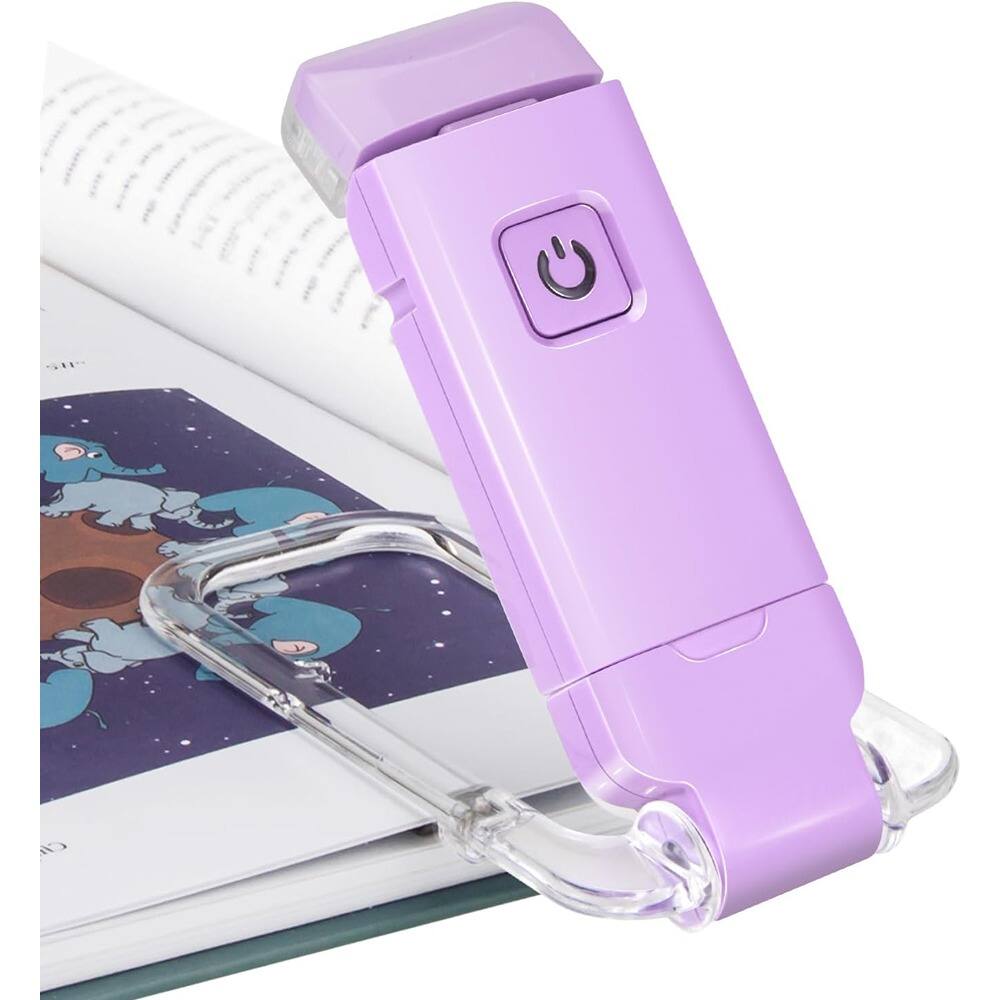 Front. Schertz - Book Reading Light USB Rechargeable, Clip-on LED, Adjustable Brightness - Violet.