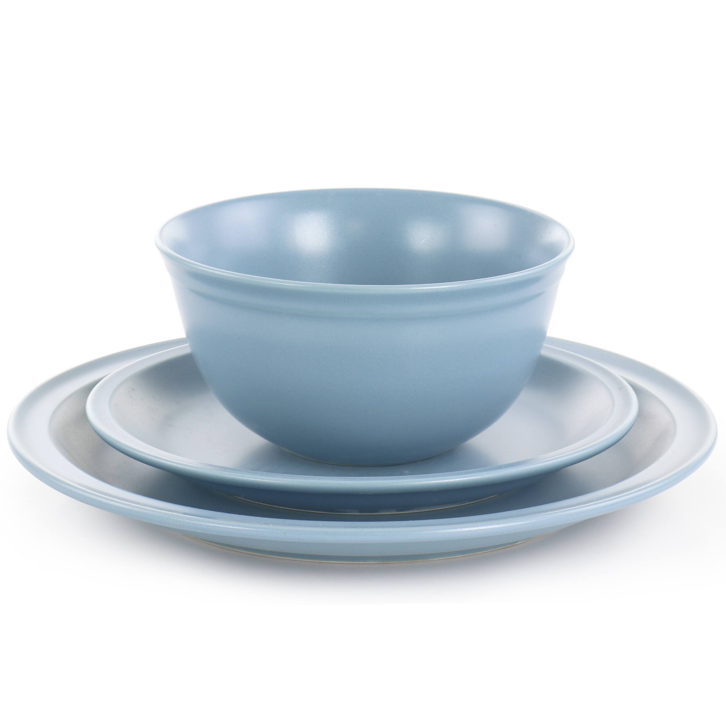 Alt View 1. Gibson - Gibson Home Siam 12 Piece Round Stoneware Dinnerware Set in Blue - Blue.
