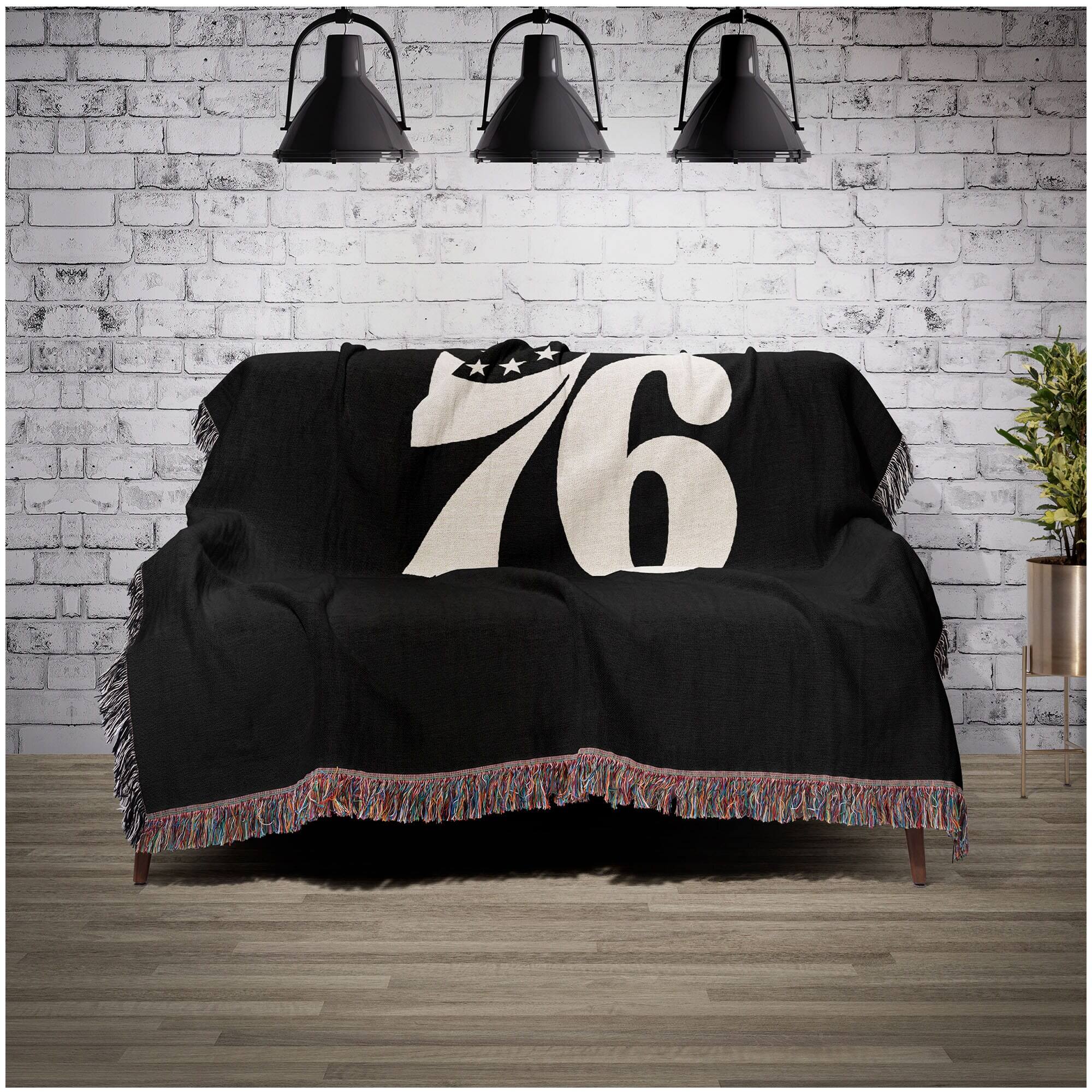 Alt View 1. Chad & Jake - Philadelphia 76ers Woven Blanket - Black.