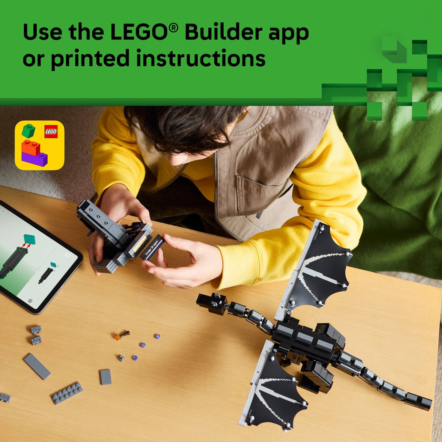 Use the LEGO® Builder app or printed instructions