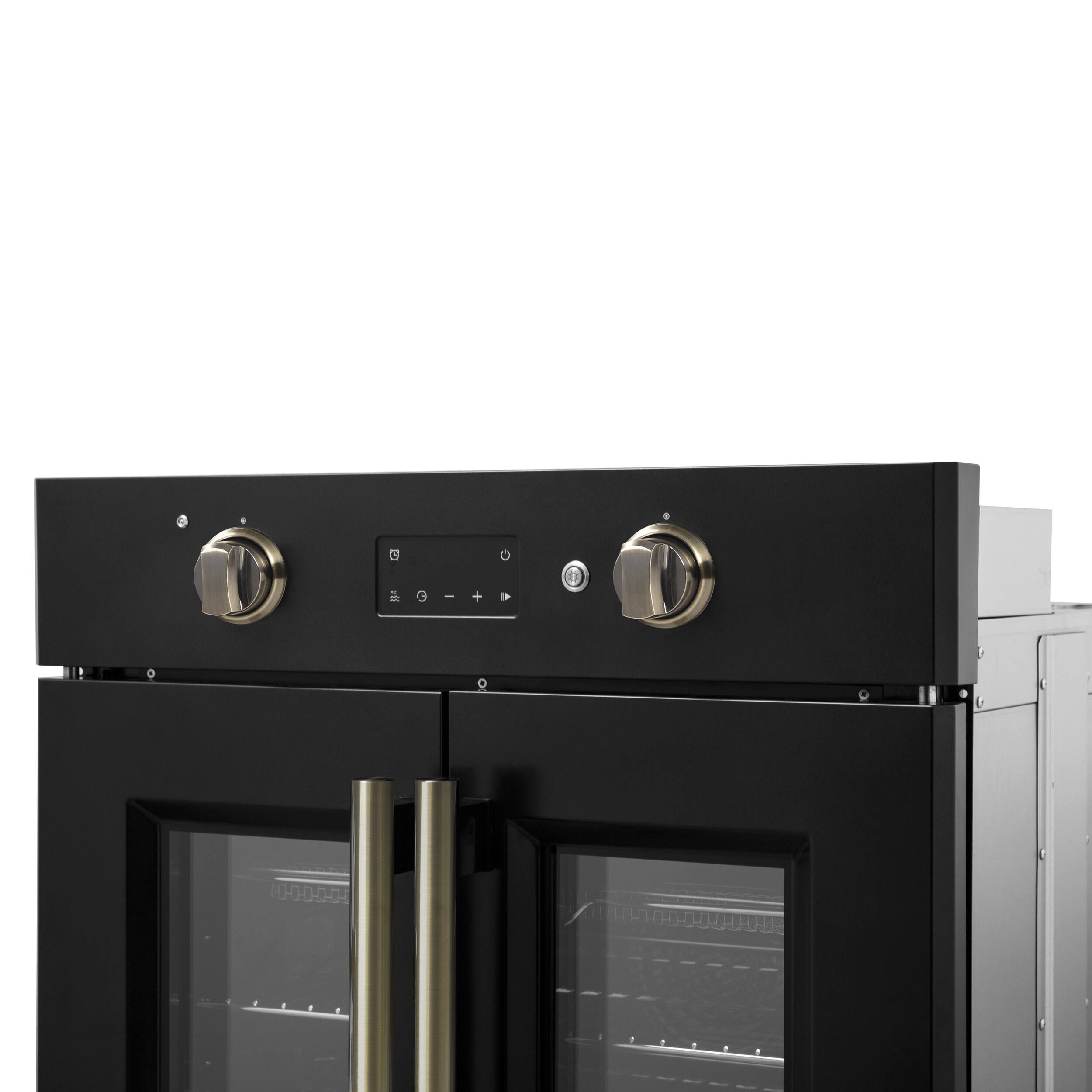 Alt View 4. Forno Appliances - Asti 3.68 Cu. Ft. Electric True Convection Wall Oven with French Doors - Black.
