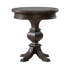 Liberty Furniture Industries - Round Pedestal Chairside Table Traditional - Oak Wood - Saddle Brown