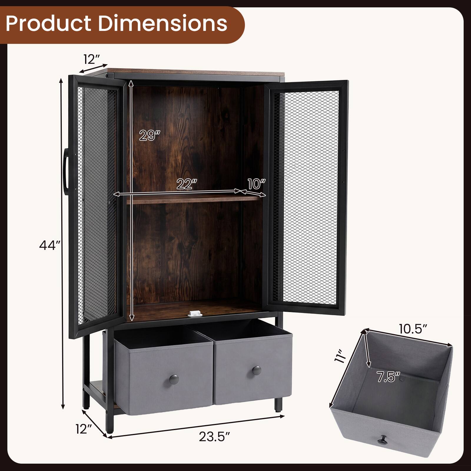 Product Dimensions: 12" x 29" x 22" x 10" x 44" x 10.5" x 7.5" x 12" x 23.5"