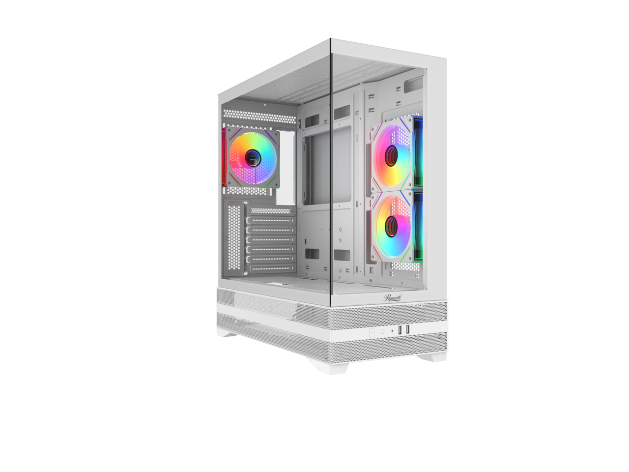 Front. Rosewill - Rosewill ACA501 Gaming PC Case - White ATX Mid Tower with 3 RGB Fans & Tempered Glass - White.