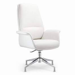 LeisureMod - Summit Ergonomic Office Chair, High Back Executive Desk Chair, Adjustable Height, Swivel, for Home Office and Work Use - White