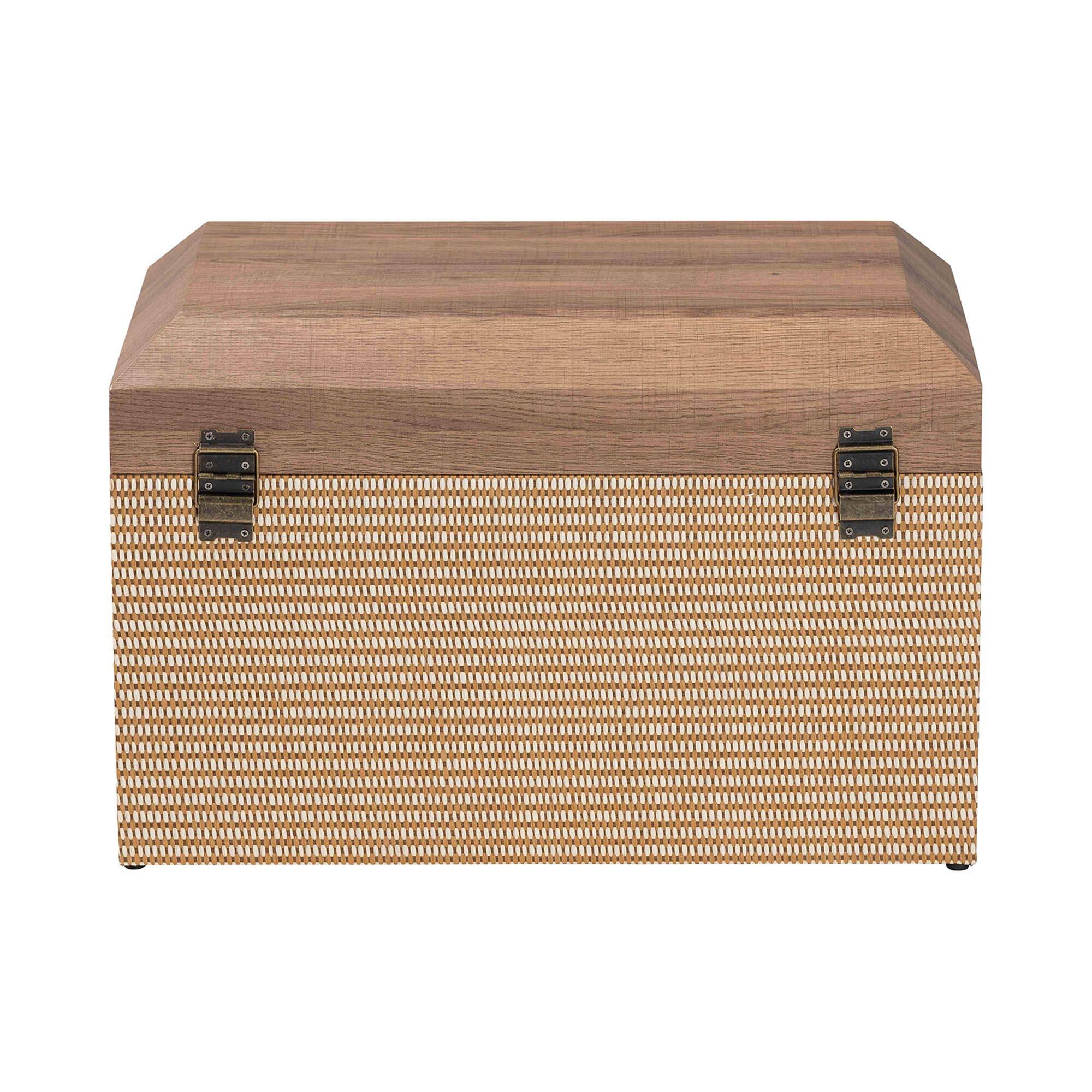 Alt View 1. Baxton Studio - Kande Storage Trunk - Decorative Storage Chest with Hinged Top and Woven Exterior for Living Room or Bedroom - Light Brown.