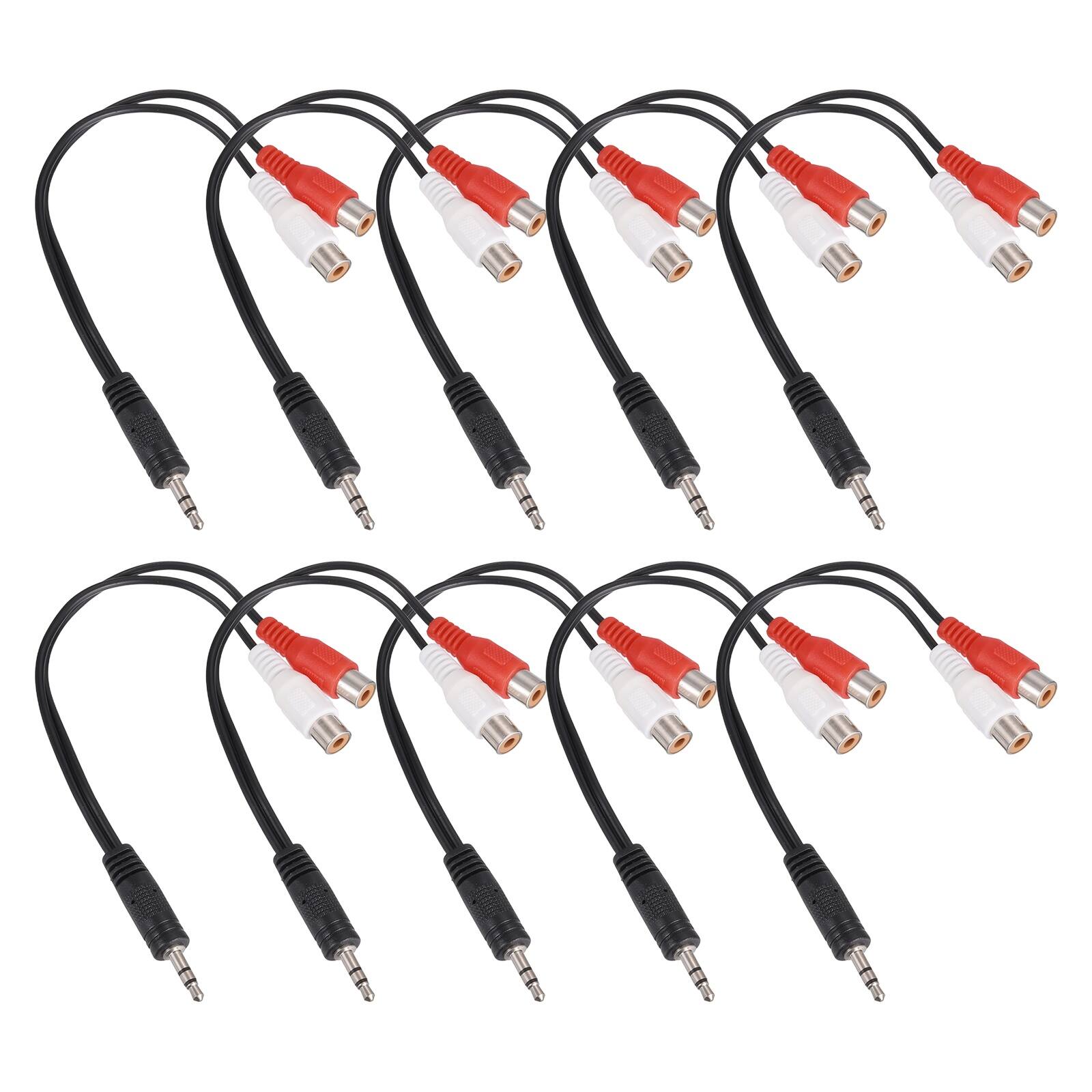 Alt View 1. Unique Bargains - 10pcs TRS3.5mm M to RCA F Cable (R+W), 2mm PVC Copper Core Audio AUX Cable for TV/Amp/Speaker/Mobile - Black.