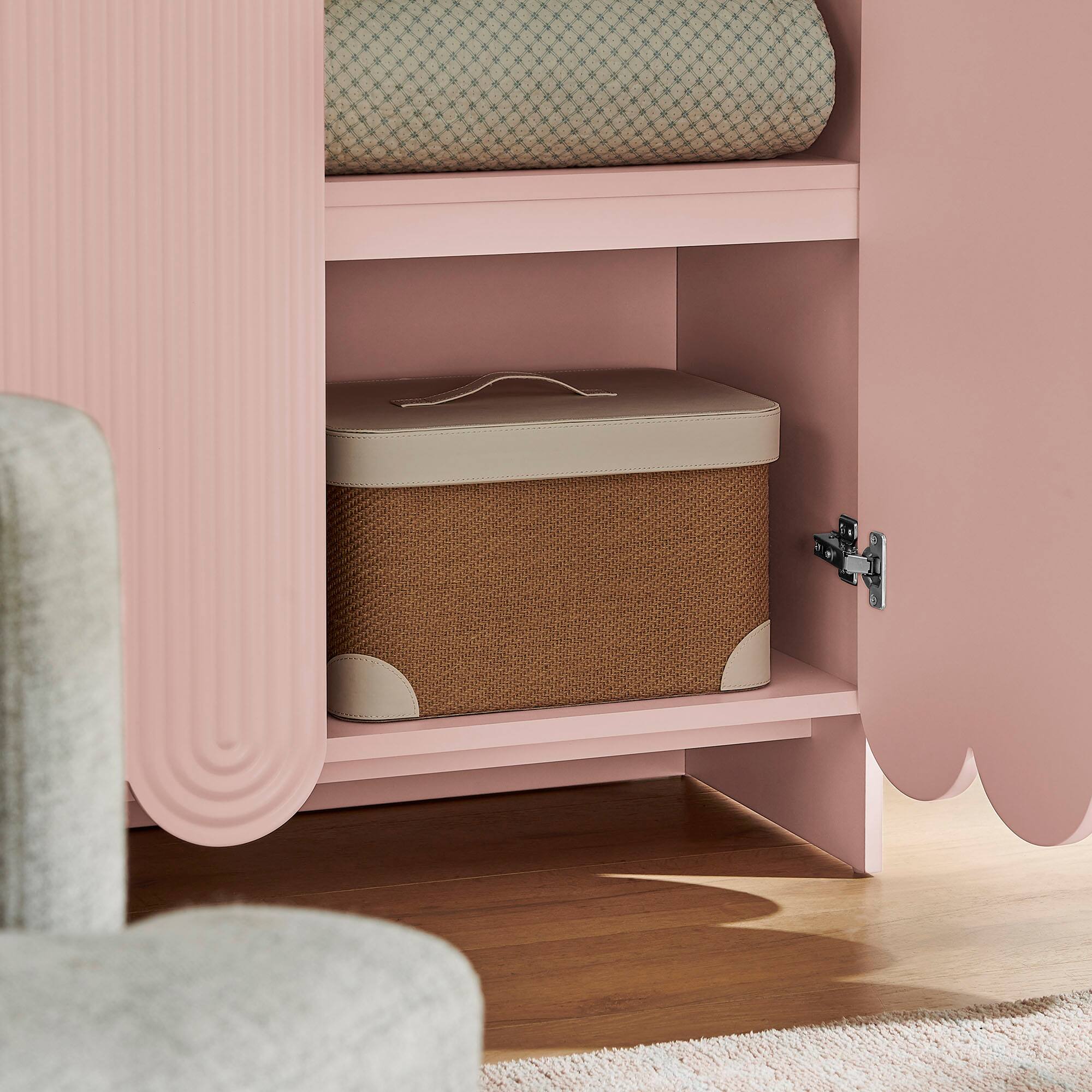 Alt View 2. Modway - Dahlia 78 Inch Fluted and Scalloped Arched Storage Cabinet by Modway - Soft Pink.