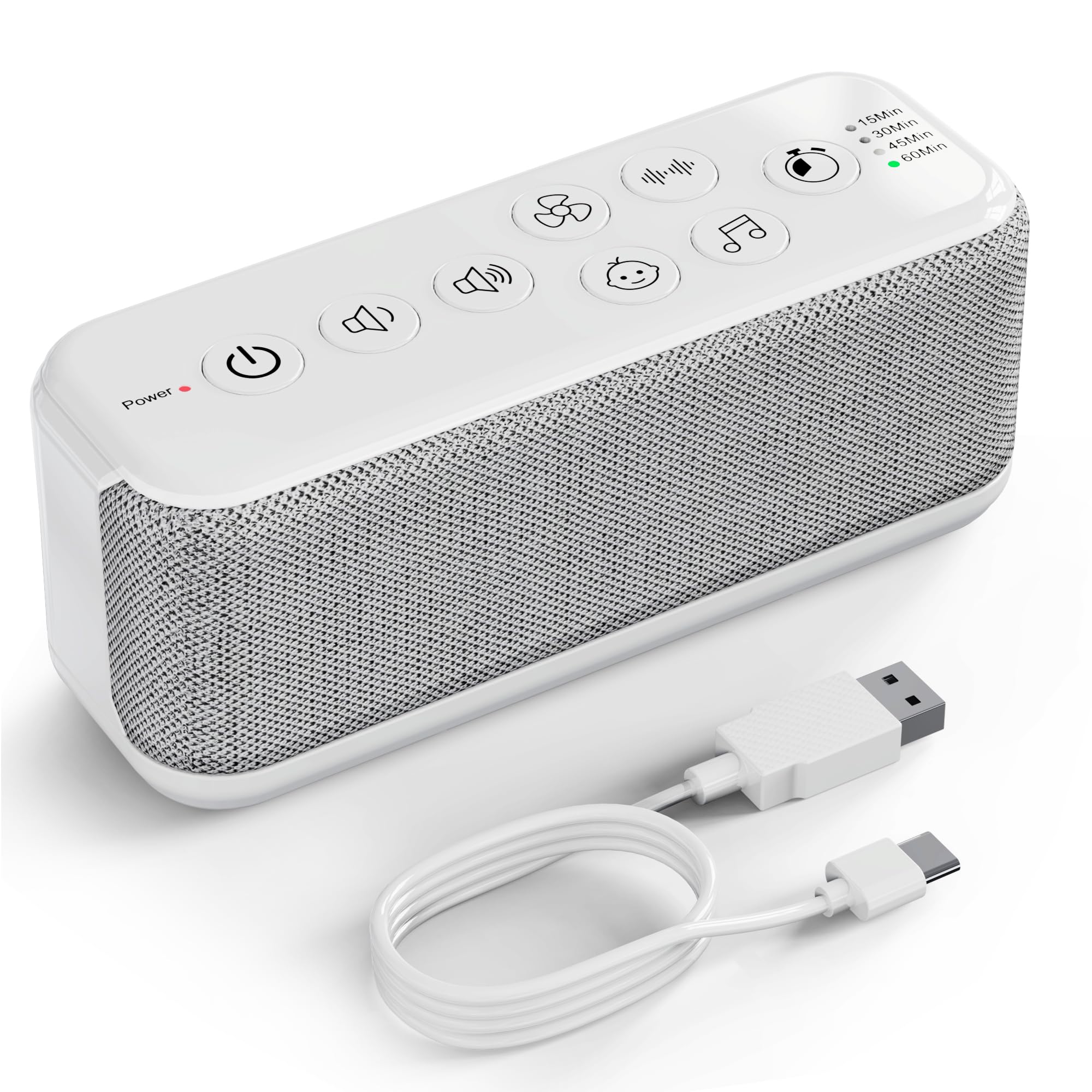 Cozy Serene - Noise Machine Sounds Rechargeable Sound Volumes Timers Type-c Port Headphone Jack Adult Home Travel Noise - White
