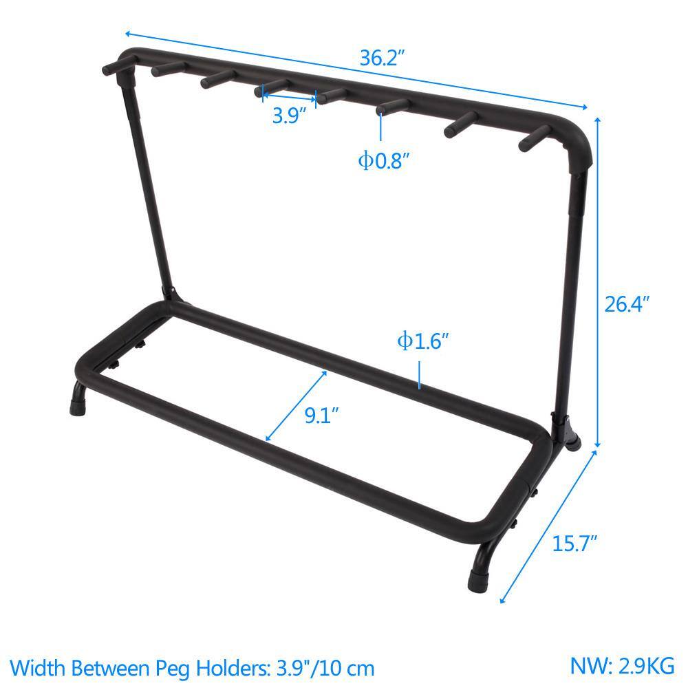 - Width: 36.2"
- Height: 26.4"
- Depth: 15.7"
- Width Between Peg Holders: 3.9"/10 cm
- Peg Holder Diameter: 0.8"
- Base Bar Diameter: 1.6"
- Net Weight: 2.9KG