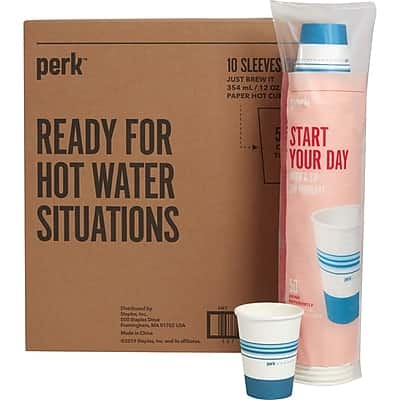 Photos - Mug / Cup Perk - Paper Hot Cup, 12 oz., 500/Carton - White/Blue PK54367CT