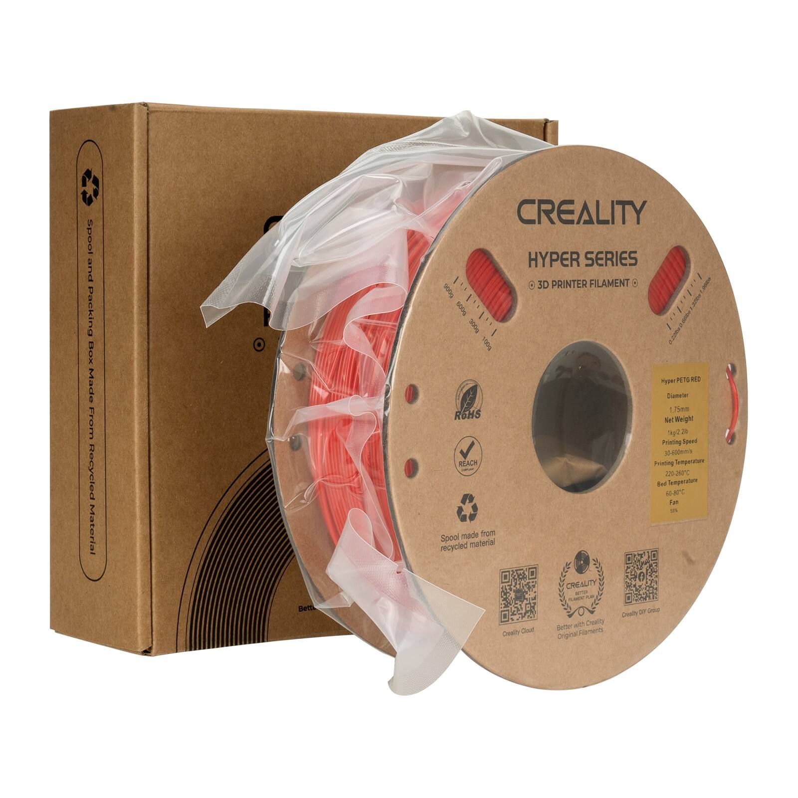 Creality Hyper Series - 3D Printer Filament - 1.75mm - 300g - 100% Pure PEI - Diameter 1.75mm - RGHS Neat Fit - Weight Spool Material Made from Recycled Creality - 200°C Printing Temperature - 220°C Bed Temperature - Original Creality - 100% Quality Guarantee.