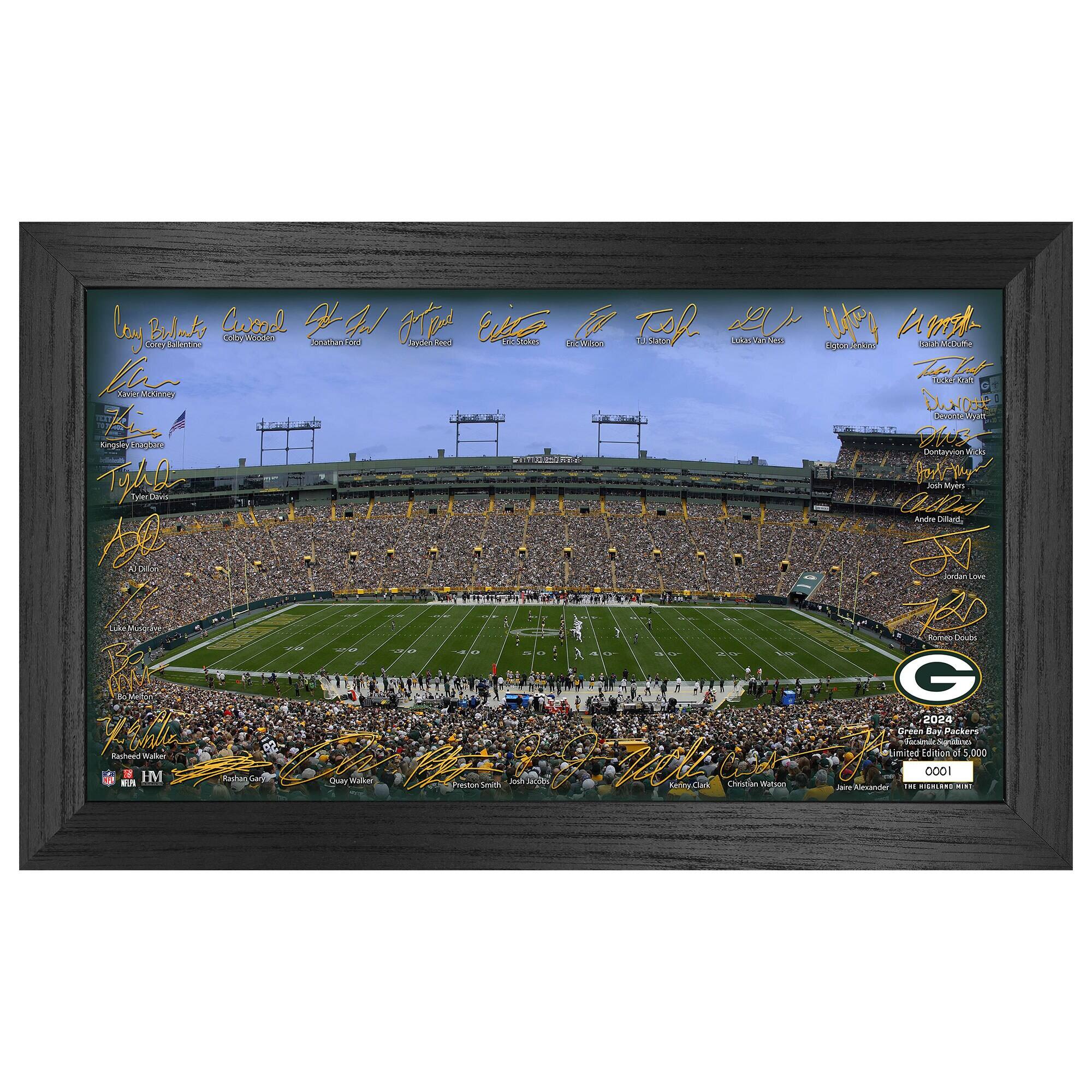 Green Bay Packers 12" x 20" 2024 Signature Gridiron Panoramic Framed Photo