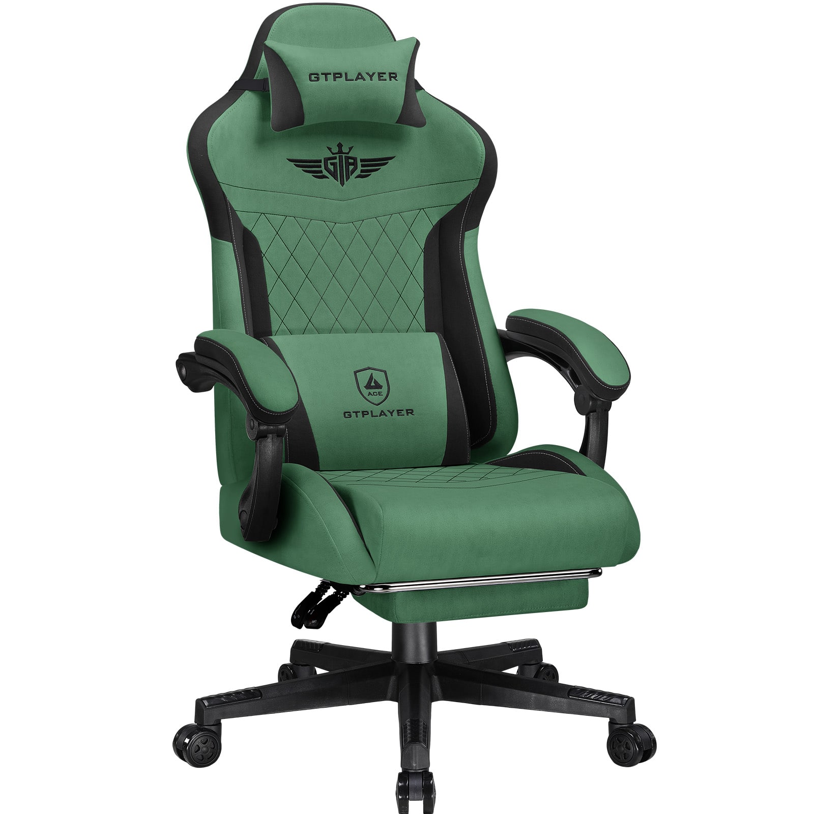 GTPlayer - Gaming Chair with Extended Backrest Fabric Computer Chair - Green
