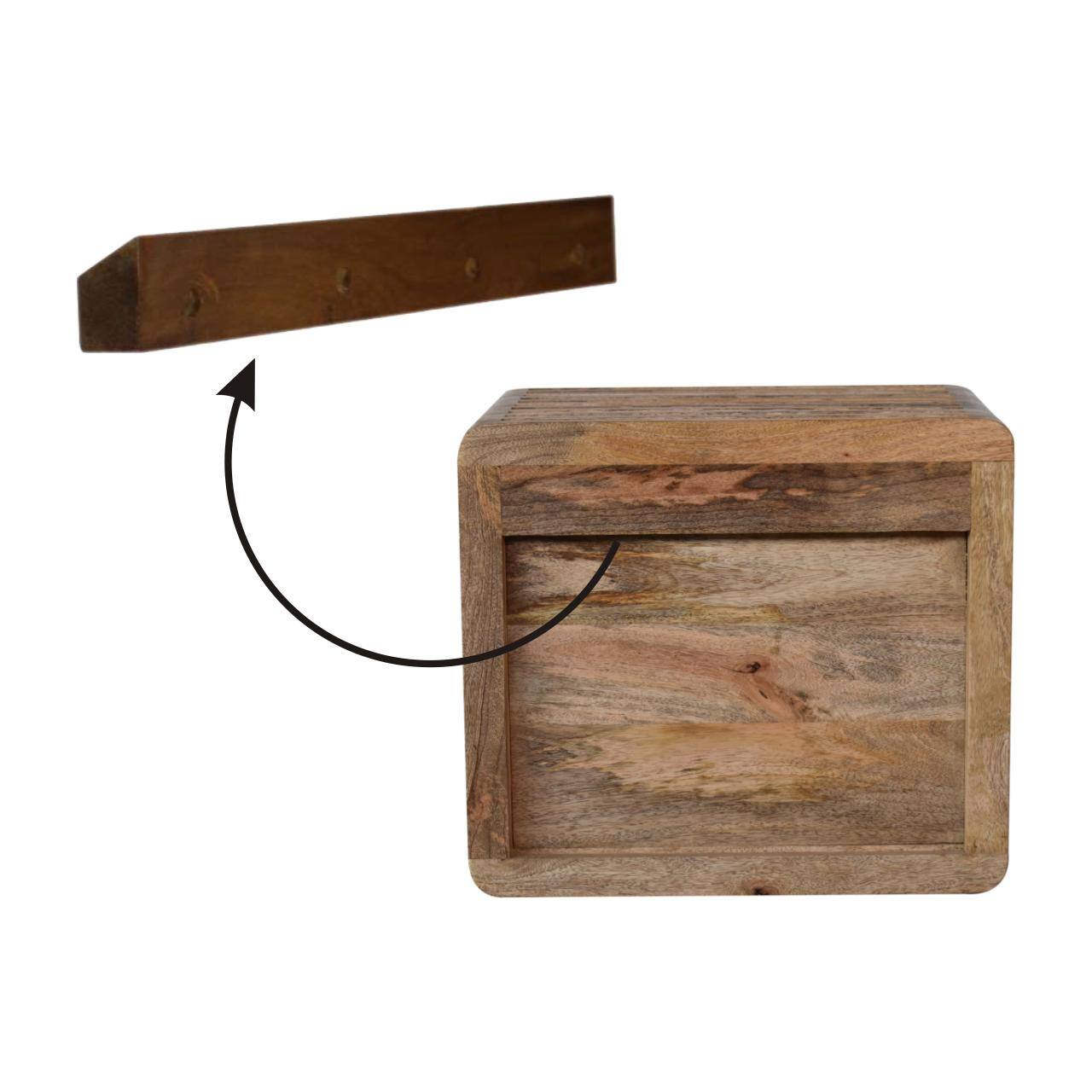 Alt View 7. Artisan Furniture - Artisan Furniture Solid Wood Soba Wall Mounted Bedside, 2 Shelves, Oak-ish, Light Brown - Oak.