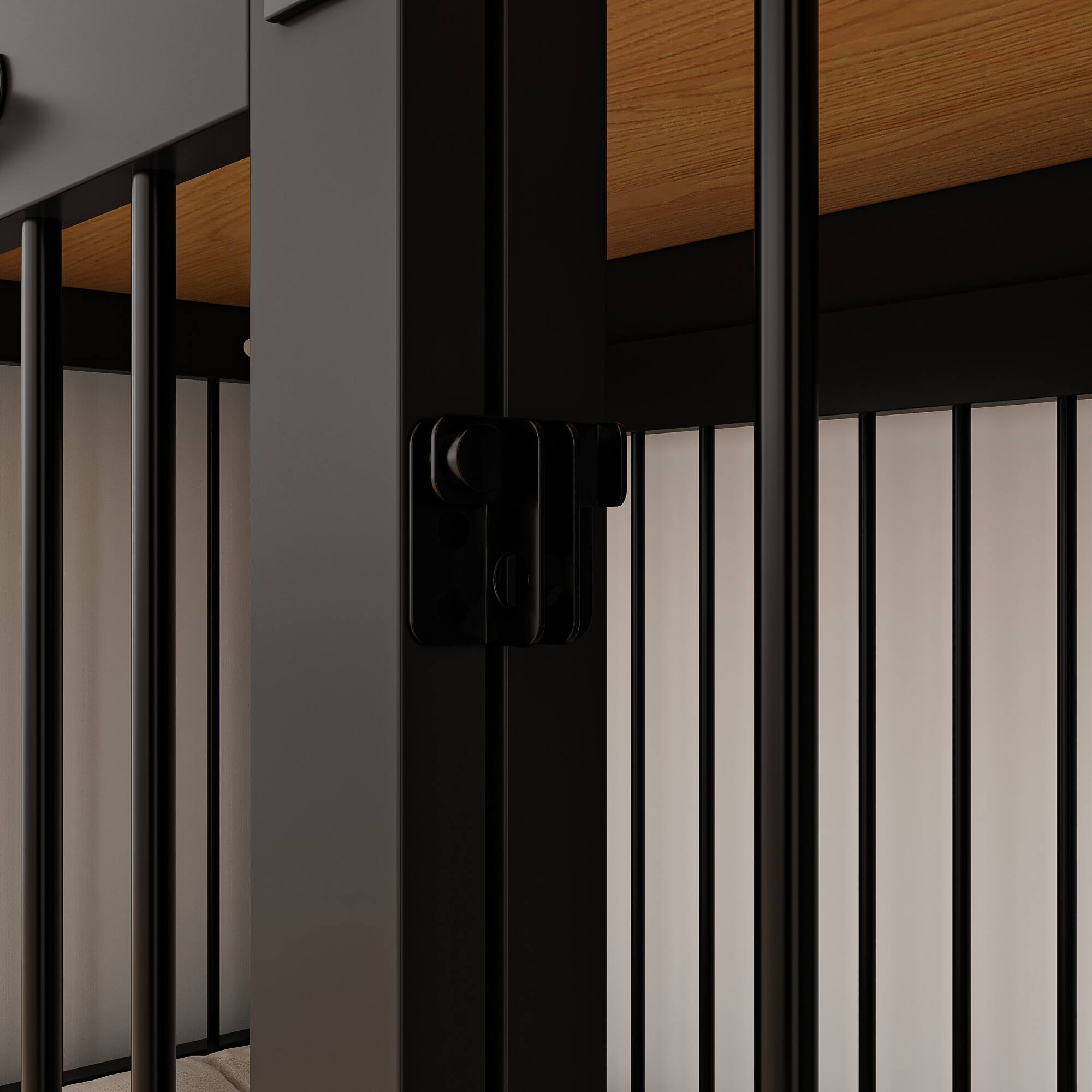 Alt View 5. FUFU&GAGA - Furniture-Style Multi-Dog Cage – Pet Crate with Storage Top, Heavy Duty Iron Frame & Wooden Platform.