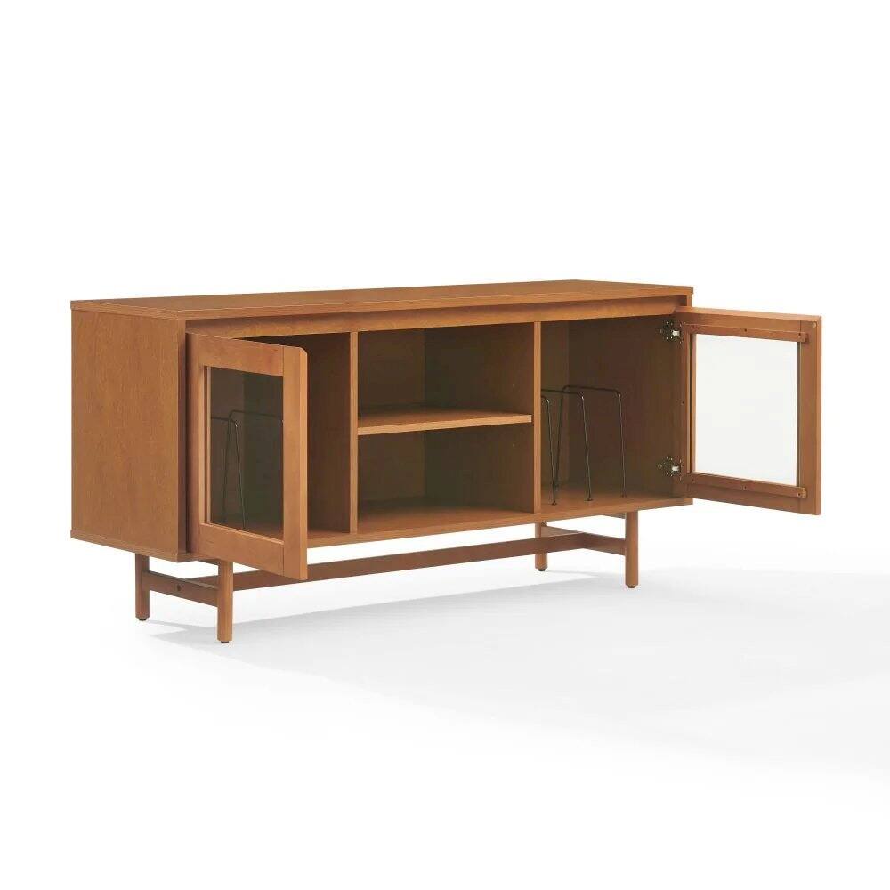Alt View 2. Crosley Furniture - Dempsey Record Player Cabinet With Vinyl Storage - Gray.