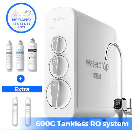 C UNO WATTR QUALTY ... NSF/ANSI 42 & 53 & 58 & 372 OF RO C8 TDS OUT 006 CB Waterdrop 600G Extra RO : MNR | MNR I - Waterdrop 600G Tankless RO system
