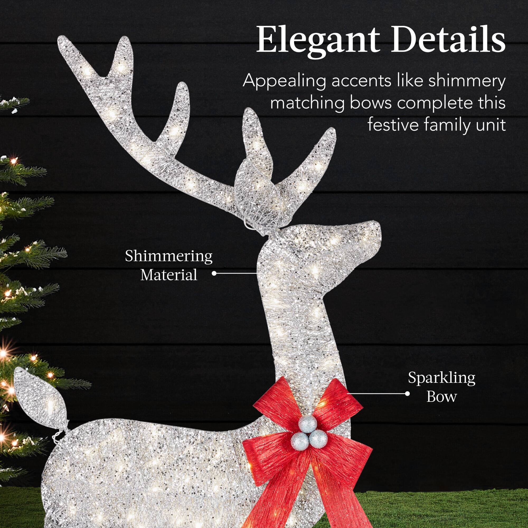 Elegant Details  
Appealing accents like shimmering matching bows complete this festive family unit  

Shimmering Material  
Sparkling Bow