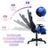 The text on the image is grouped and corrected as follows:
1. 120° For Playing Games
2. 10° For Reading
3. 90° For Working
4. 150° For Watching Movies
5. Lift the lever up to adjust backrest angle
6. 180° For Sleeping
7. Find the Most Comfortable Position with the Adjustable Backrest