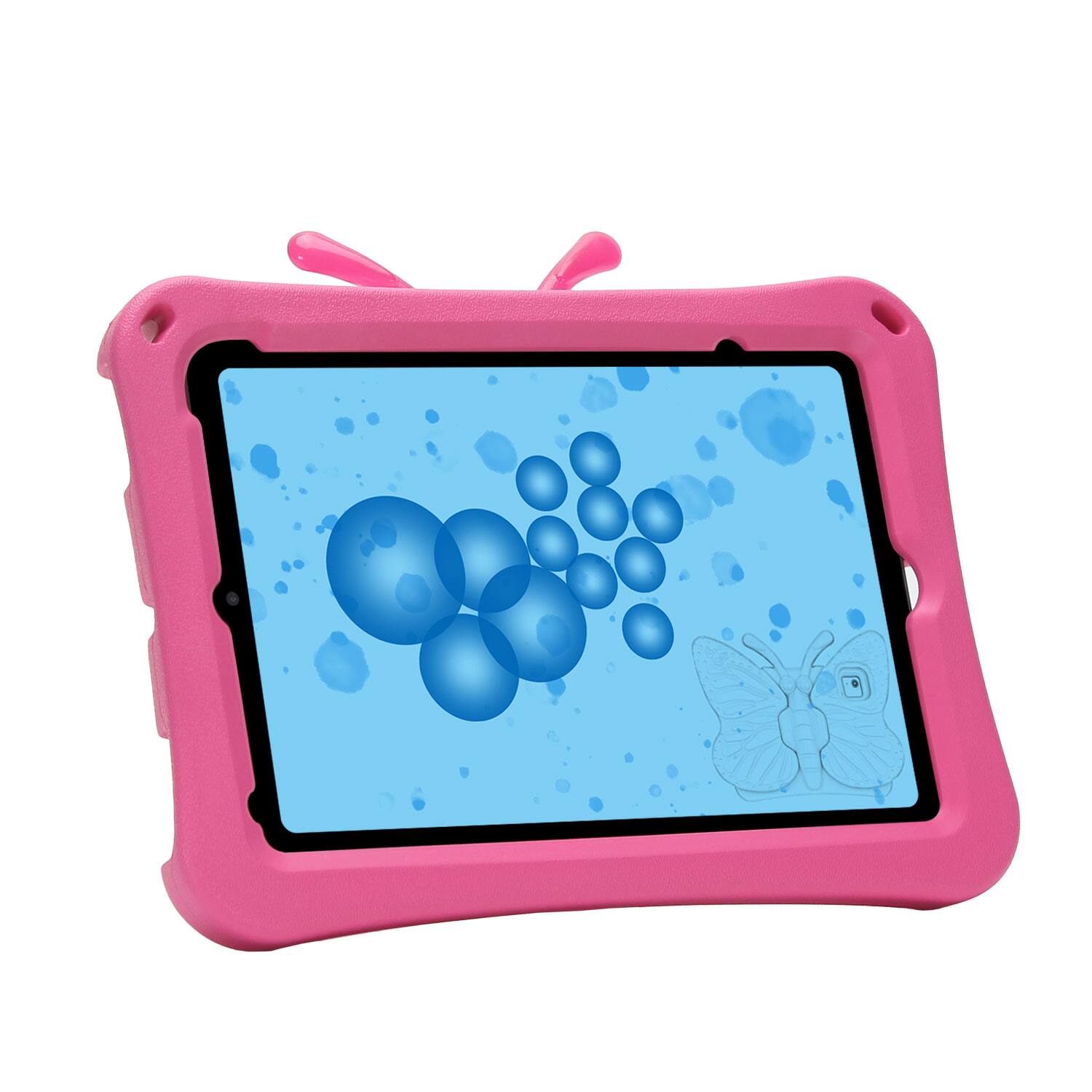 Back. Dteck - Kids Butterfly Case for Apple iPad mini (A17 Pro) 2024 & iPad mini 6th/5th/4th Gen,3D Cartoon EVA Shockproof Stand Cover - Rose.