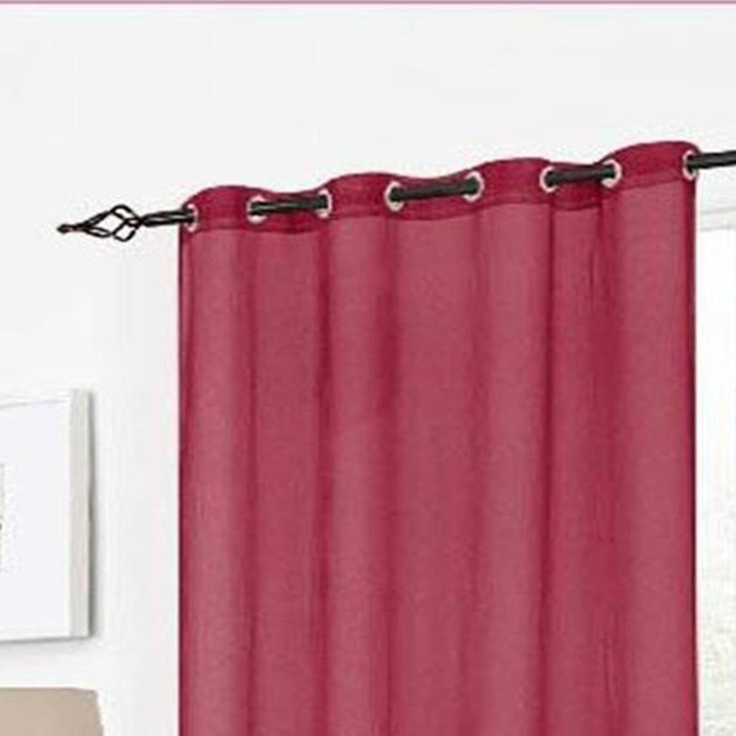 Angle. RT Designers Collection - RT Designers Collection Cara Sheer Voile 54 x 84 in. Grommet Curtain Panel Burgundy - Burgundy.