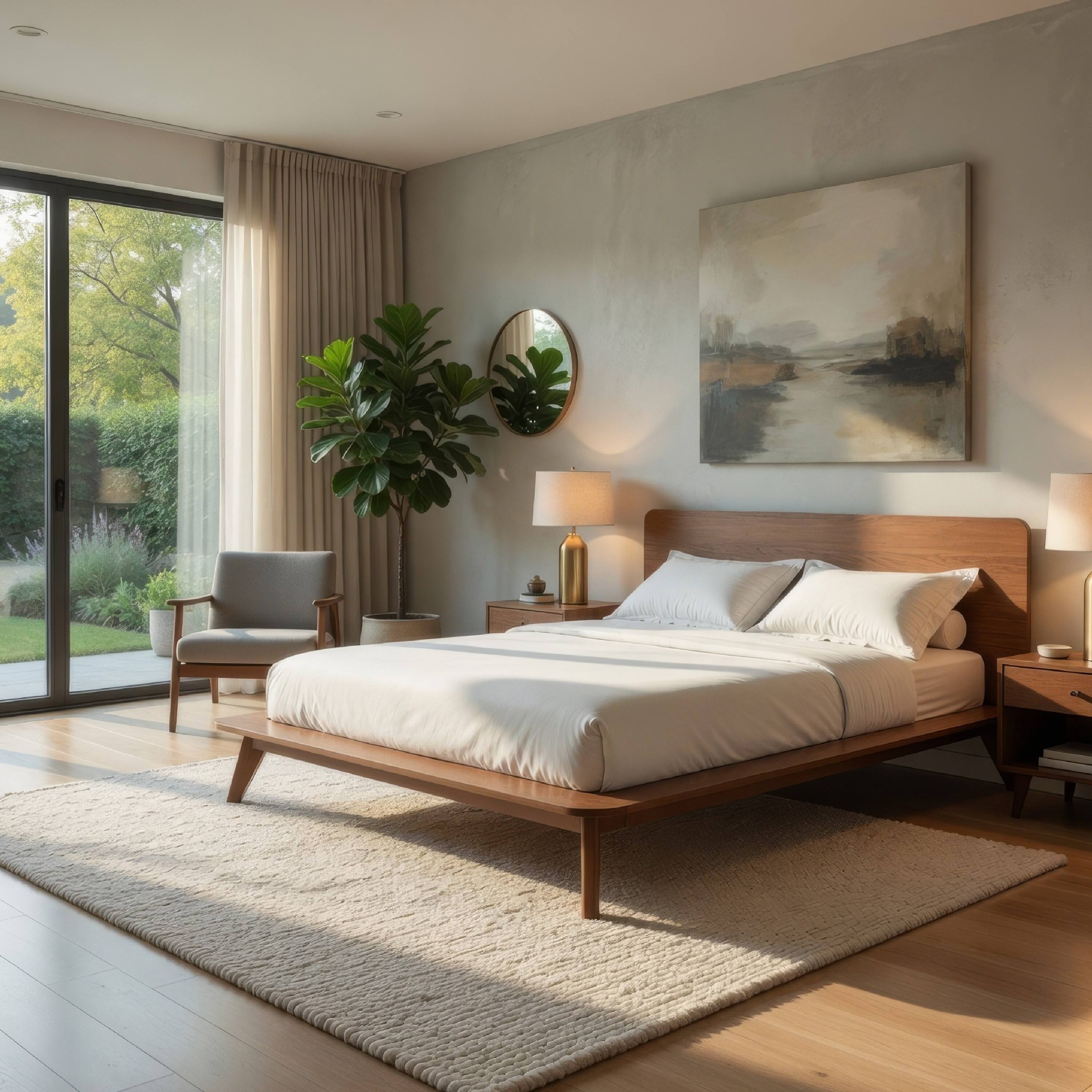 Alt View 5. Manhattan Lane - Stacy King Size Bed w Panel Headboard, Angled Legs, Walnut Brown Wood - Walnut Brown.