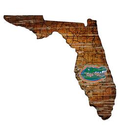 Fan Creations - Florida Gators 23.5" x 23.5" Distressed State with Logo Sign - Multicolor