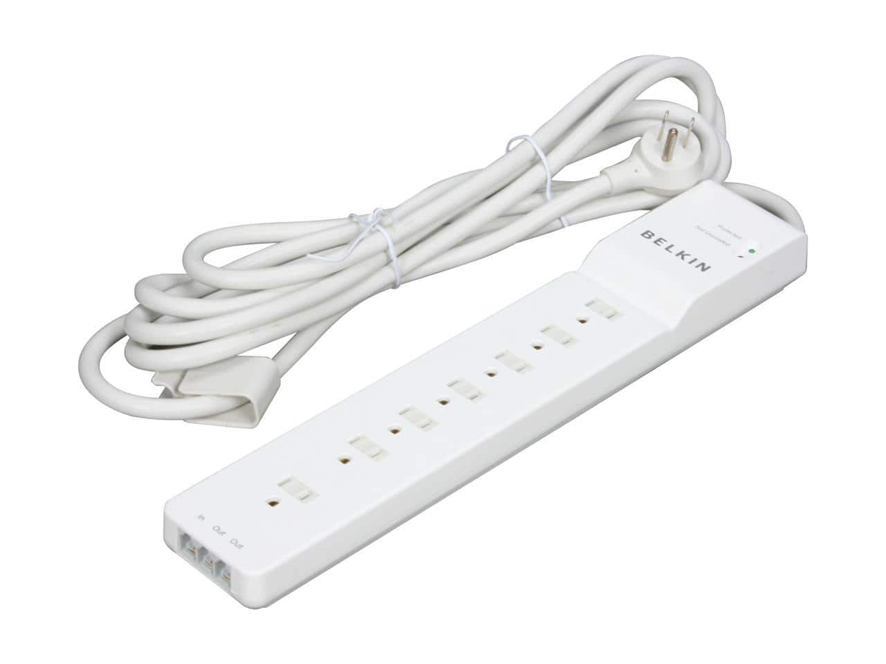 Belkin - 7 Outlets Home/Office Surge Protector Extended Cord,12.0 Feet, 2160 Joules - BE107200-12 - White