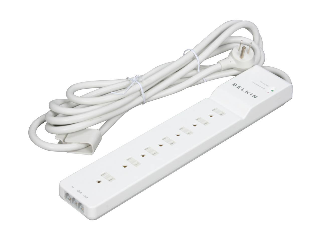 Belkin - 7 Outlets Home/Office Surge Protector Extended Cord,12.0 Feet, 2160 Joules - BE107200-12 - White