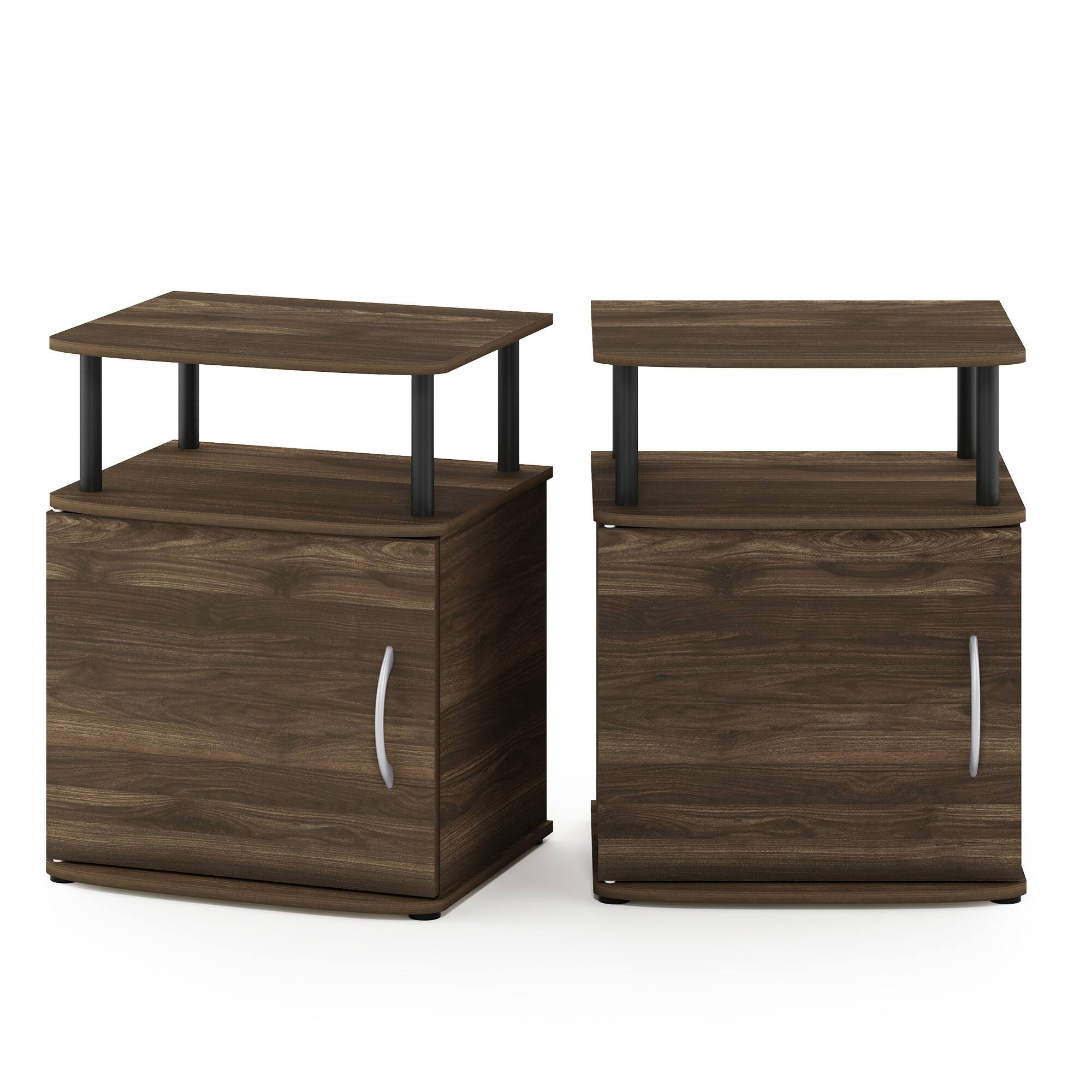 Front. Furinno - JAYA Utility Design End Table, Set of Two - Columbia Walnut/Black.