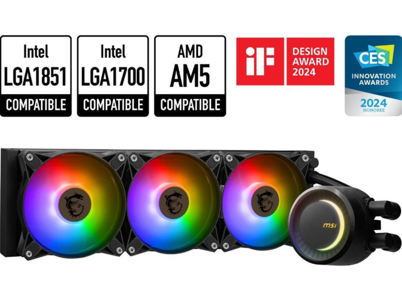 MSI - MAG CoreLiquid E360 360mm AIO ARGB Cooler - Triple 120mm Fans - LGA/AM5 - Black