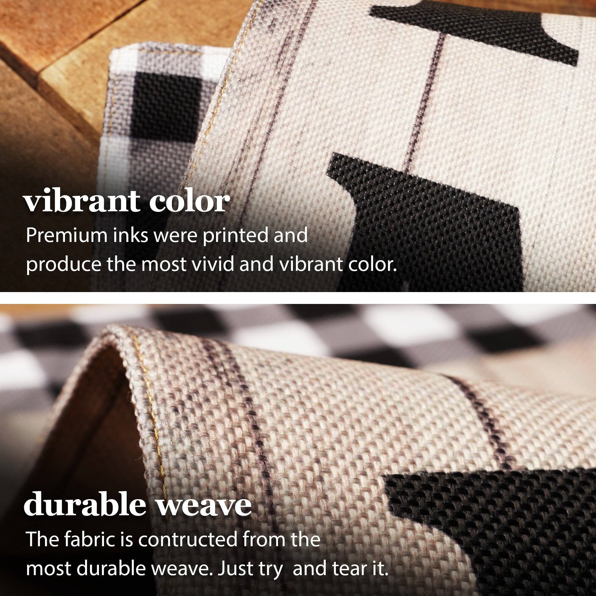 vibrant color  
Premium inks were printed and produce the most vivid and vibrant color.  

durable weave  
The fabric is constructed from the most durable weave. Just try and tear it.