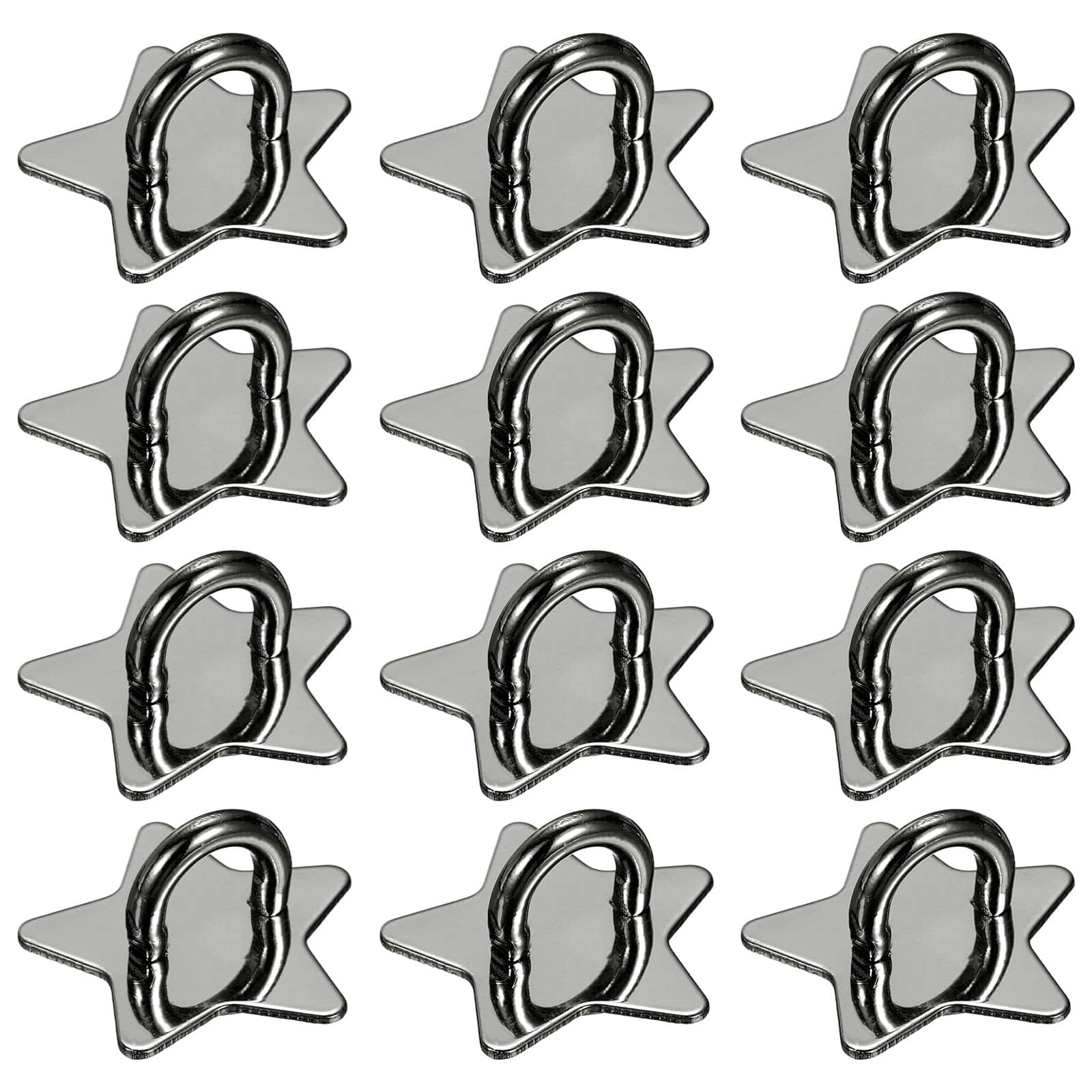 Unique Bargains - Metal Phone Charm Hook 1", 12pcs Adhesive Star Shaped Finger Grip for Smartphones Keychain Tablet Case Accessories - Black