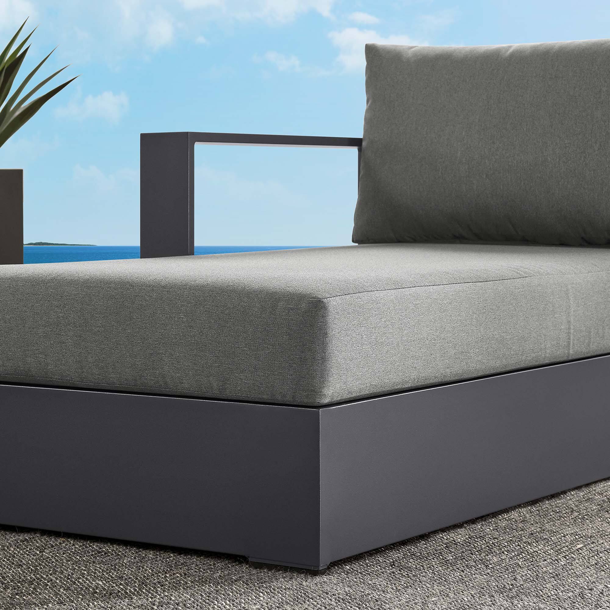 Alt View 2. Modway - Tahoe Outdoor Patio Powder-Coated Aluminum Modular Left-Facing Chaise Lounge by Modway - Gray Charcoal.