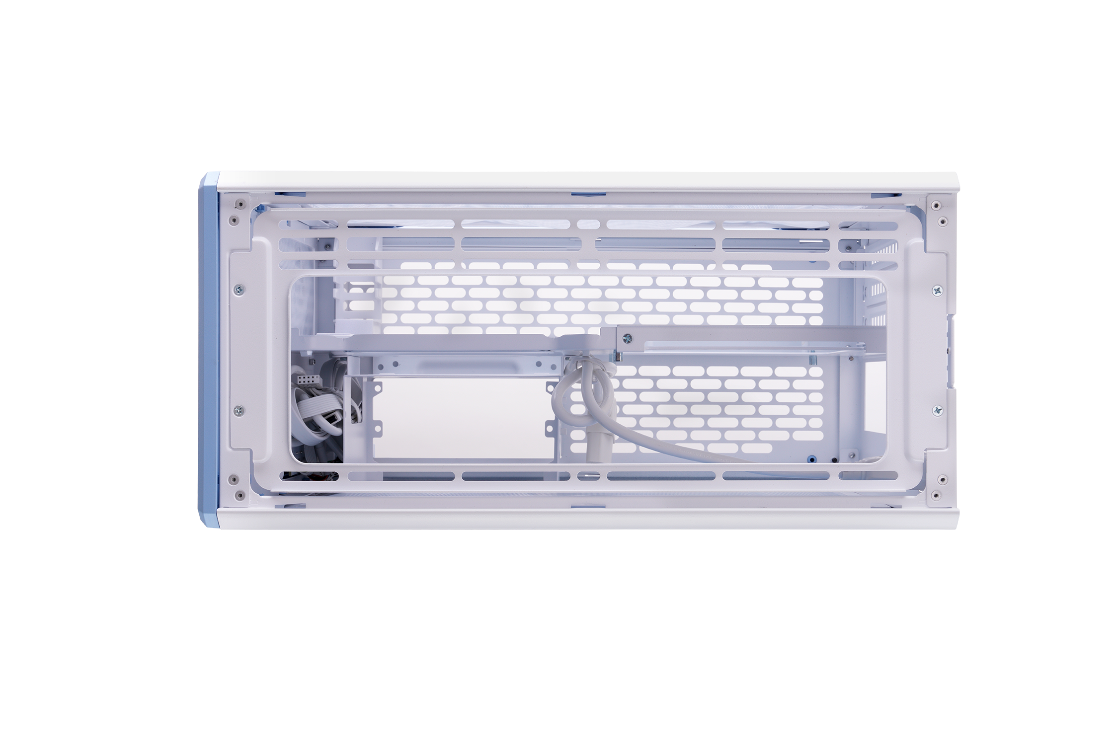 Alt View 4. Thermaltake - TR100 SFF mITX Mini Tower PC Case with PCIe 4.0 Riser Cable Included - Hydrangea Blue.