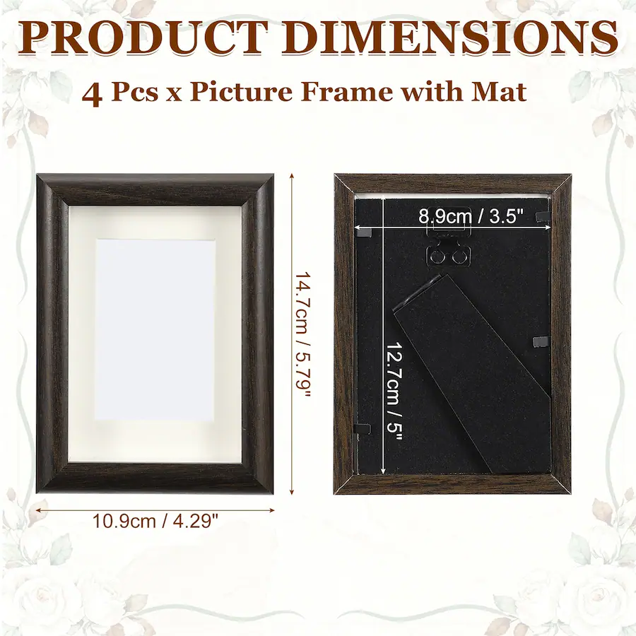 Unique Bargains 4pcs Wood Picture Frames, 4x5 Inch Wooden Photo Frame ...