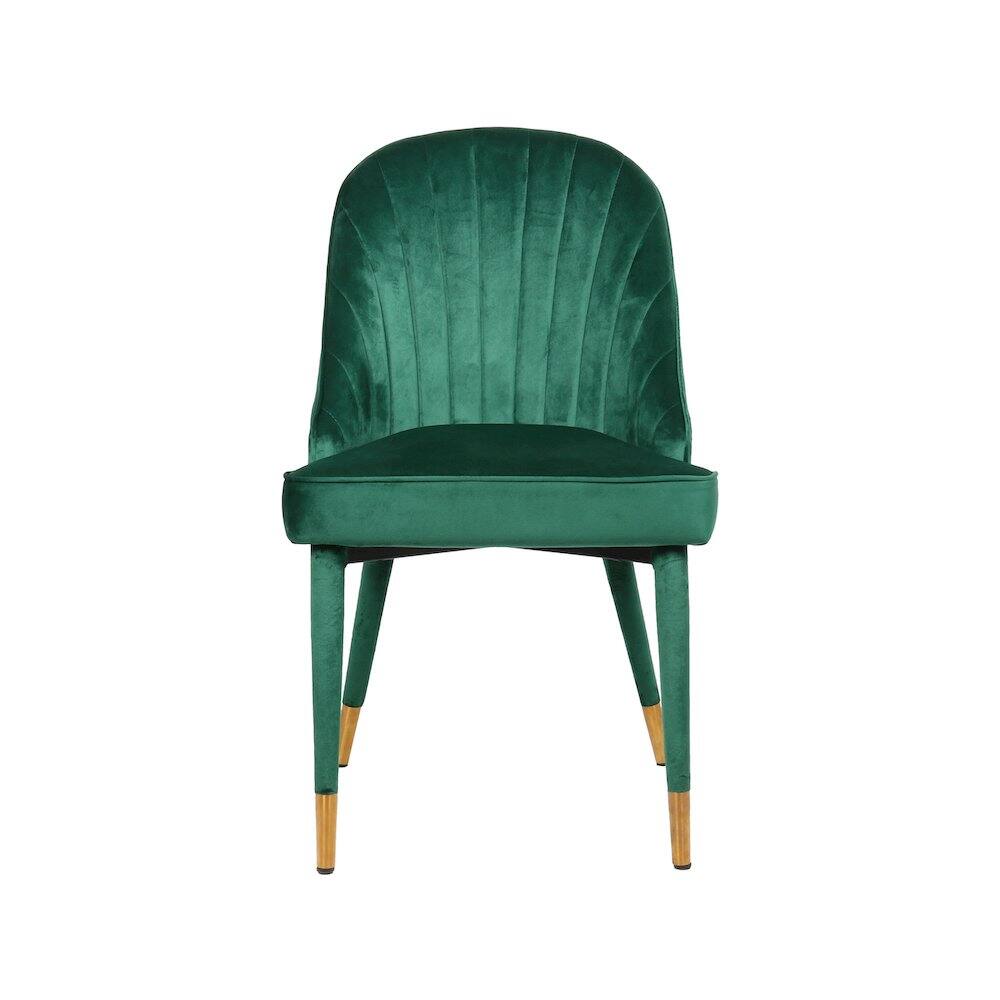 Alt View 3. Meridian Furniture - Belle Green Velvet Dining Chair, Set of 2 - Green.
