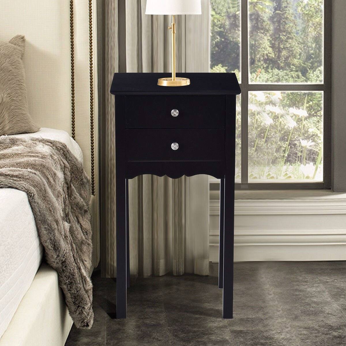 Alt View 1. Hivvago - Hivvago Elegant 2-Drawer End Table Nightstand Side Table - Black.