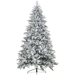 BreeBe - 8ft Snow Flocked Artificial Christmas Tree with 2003 Tips - Green