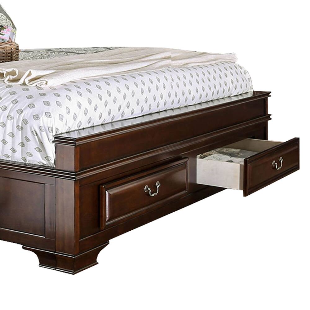 Alt View 3. Manhattan Lane - Wooden Queen Size Bed with Spacious Storage Drawers - Brown.