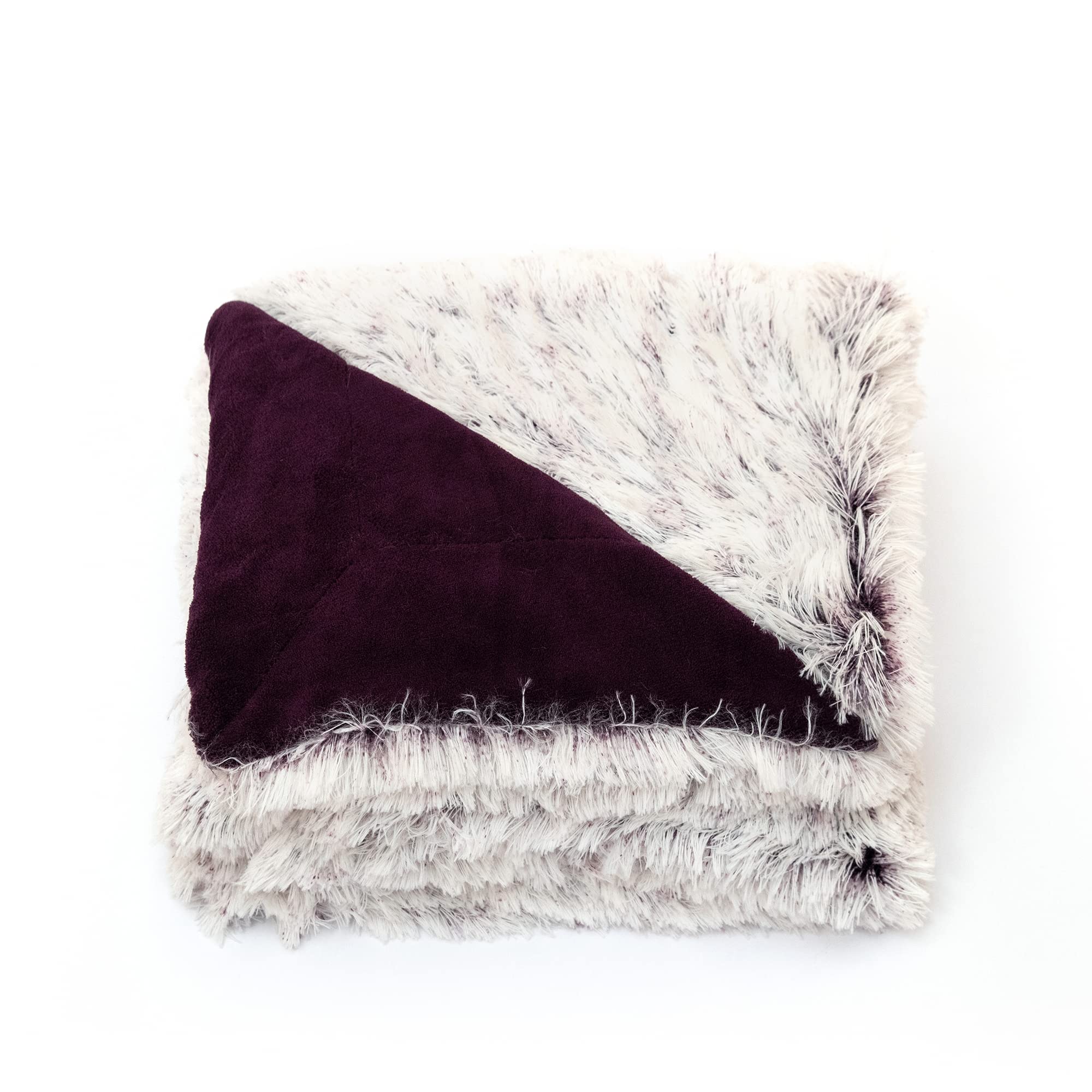 Alt View 5. Cheer Collection - Reversible Faux Fur Long Shaggy Hair Accent Throw Blanket 50"x60" - Purple.