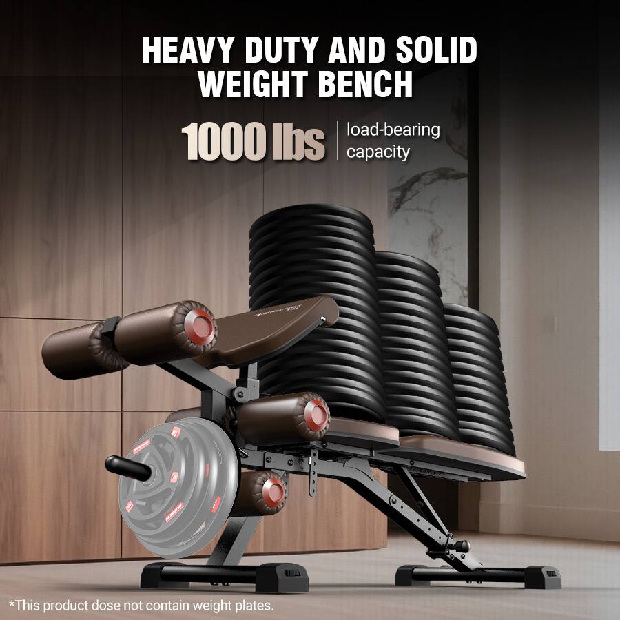 HEAVY DUTY AND SOLID WEIGHT BENCH  
1000 lbs load-bearing capacity  

*This product does not contain weight plates.