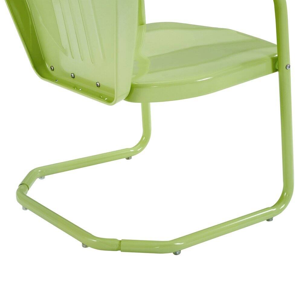 Alt View 1. Outdoor Escape - Key Lime Green Metal Patio Chair with Gloss Finish – Decorative Retro Style - Key Lime Gloss.