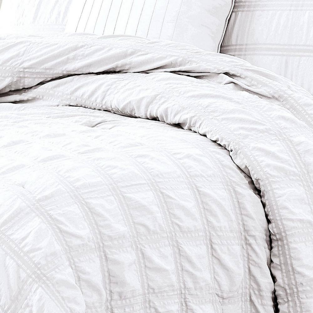 Alt View 2. RT Designers Collection - Ramallah Eliza Seersucker Comforter Set - 4-Piece - King 86x102", White - white.