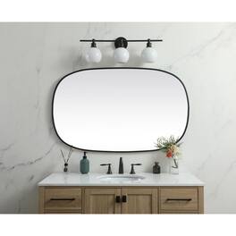 Elegant Decor - Metal Frame Oval Mirror 30x48 Inch - Black